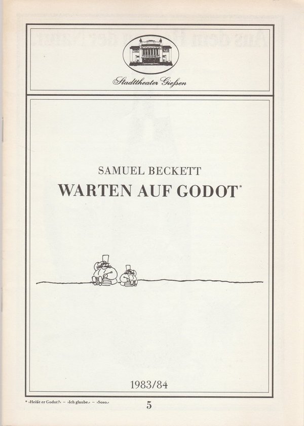 Programmheft Samuel Beckett WARTEN AUF GODOT Stadttheater Giessen 1983