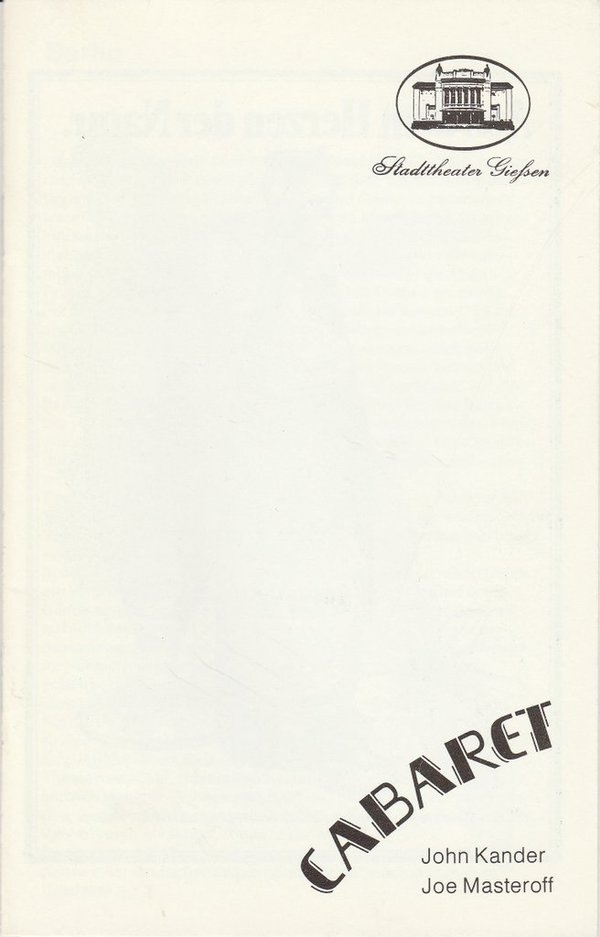 Programmheft John Kander / Joe Masteroff CABARET Stadttheater Giessen 1986