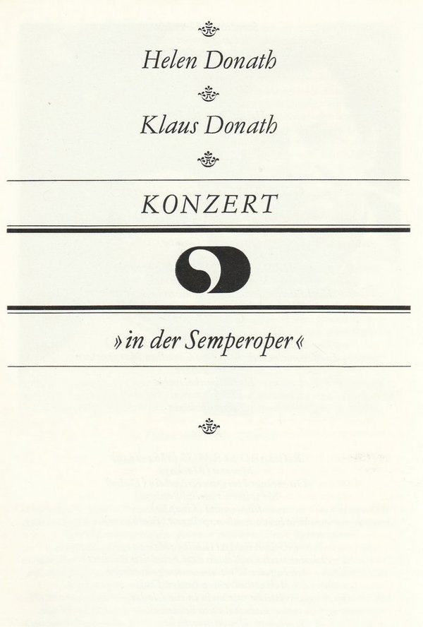 Programmheft KONZERT IN DER SEMPEROPER HELEN DONATH / KLAUS DONATH 1987