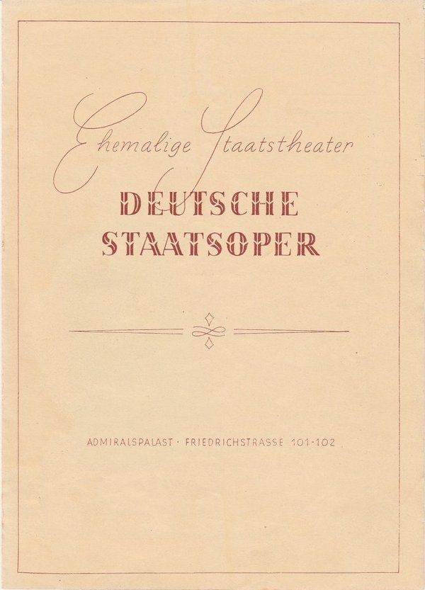 Theaterzettel P. Tschaikowsky EUGEN ONEGIN Deutsche Staatsoper 1945 N0107