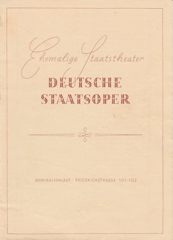 Theaterzettel Giuseppe Verdi RIGOLETTO Deutsche Staatsoper 1945 N0107