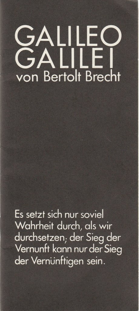 Programmheft Bertolt Brecht Hanns Eisler GALILEO GALILEI Berliner Ensemble 1978 N0107