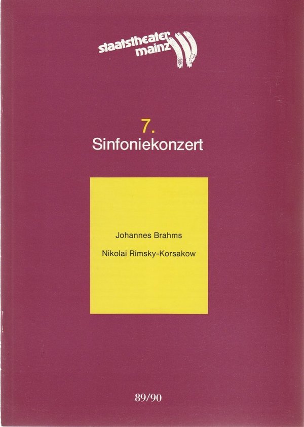 Programmheft 7. SINFONIEKONZERT Staatstheater Mainz 1990 N0107