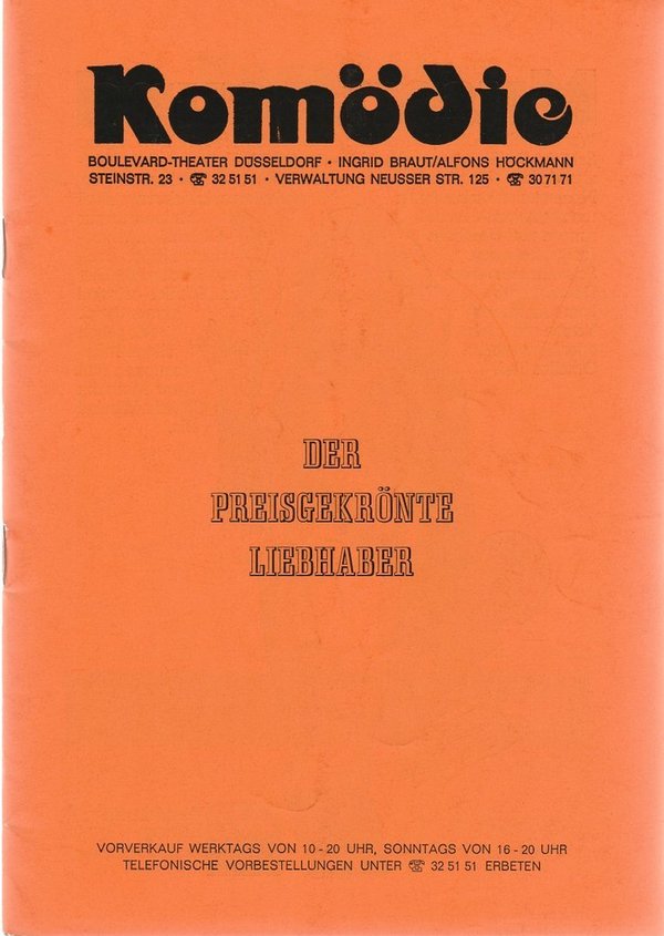 Programmheft L. Darbon / P. Whelan DER PREISGEKRÖNTE LIEBHABER Komödie 1980 N0107