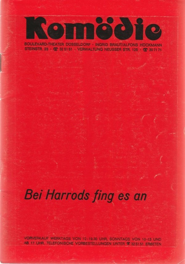 Programmheft John Chapman BEI HARRODS FING ES AN Komödie Düsseldorf 1979 N0107