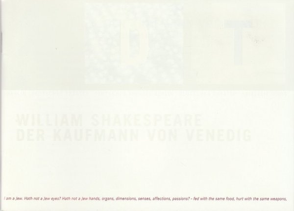 Programmheft William Shakespeare DER KAUFMANN VON VENEDIG Deutsches Theater 2005 N0107