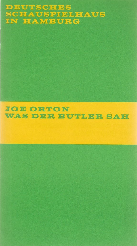 Programmheft Joe Orton WAS DER BUTLER SAH Deutsches Schauspielhaus 1970