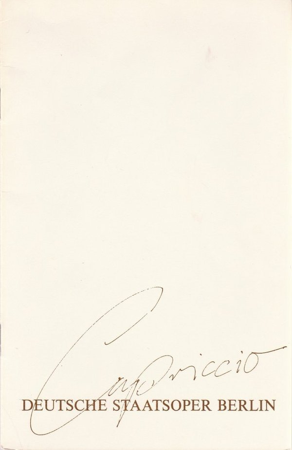 Programmheft Richard Strauss CAPRICCIO Deutsche Staatsoper Berlin 1980