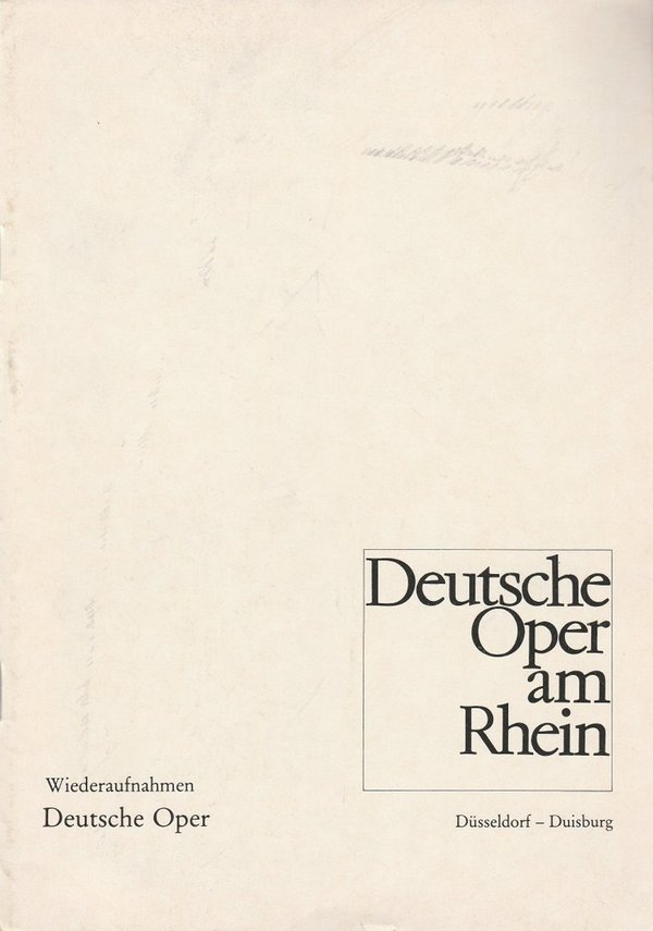 Programmheft  Mozart DIE ENTFÜHRUNG AUS DEM SERAIL Deutsche Oper am Rhein 1982