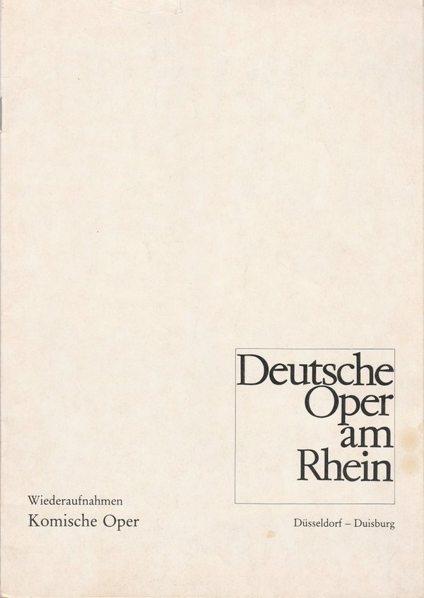 Programmheft Rossini DER BARBIER VON SEVILLA Deutsche Oper am Rhein 1982