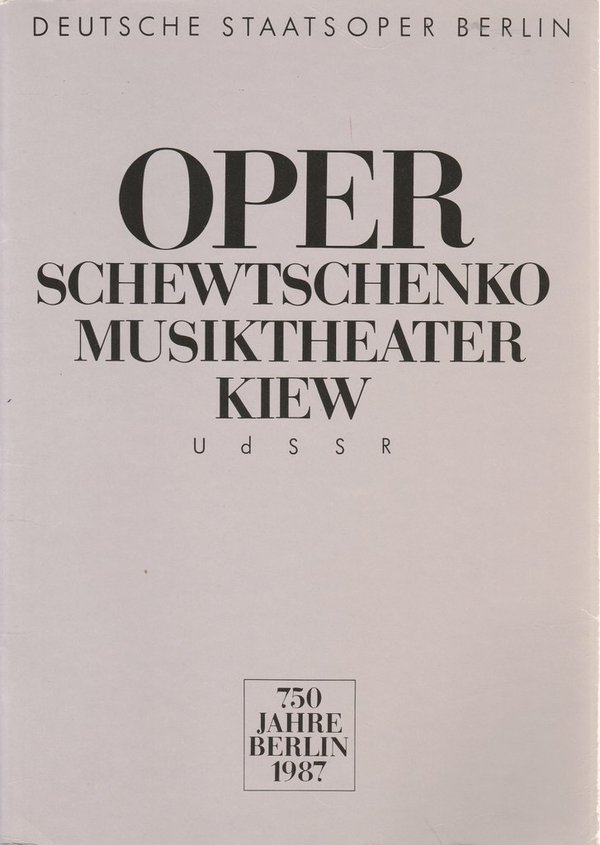 Programmheft THEATER T.G. SCHEWTSCHENKO KIEW 750 Jahre Berlin 1987