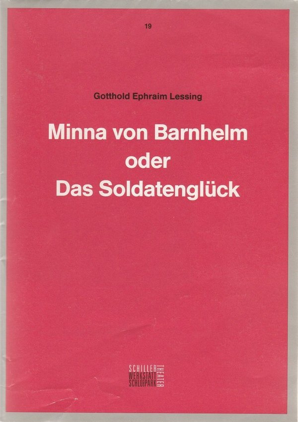Programmheft Gotthold Ephraim Lessing MINNA VON BARNHELM Schiller Theater 1991