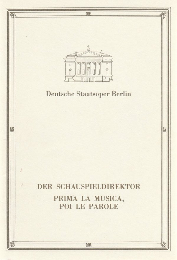 Programmheft Mozart DER SCHAUSPIELDIREKTOR Deutsche Staatsoper 1989
