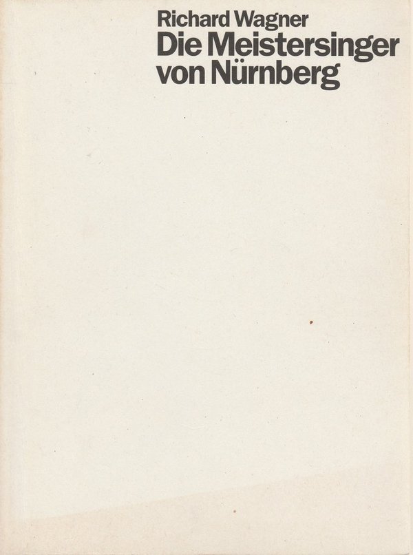 Programmheft Wagner DIE MEISTERSINGER VON NÜRNBERG Staatsoper Stuttgart 1994