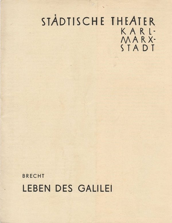 Programmheft Bertolt Brecht LEBEN DES GALILEI Theater Karl-Marx-Stadt 1962
