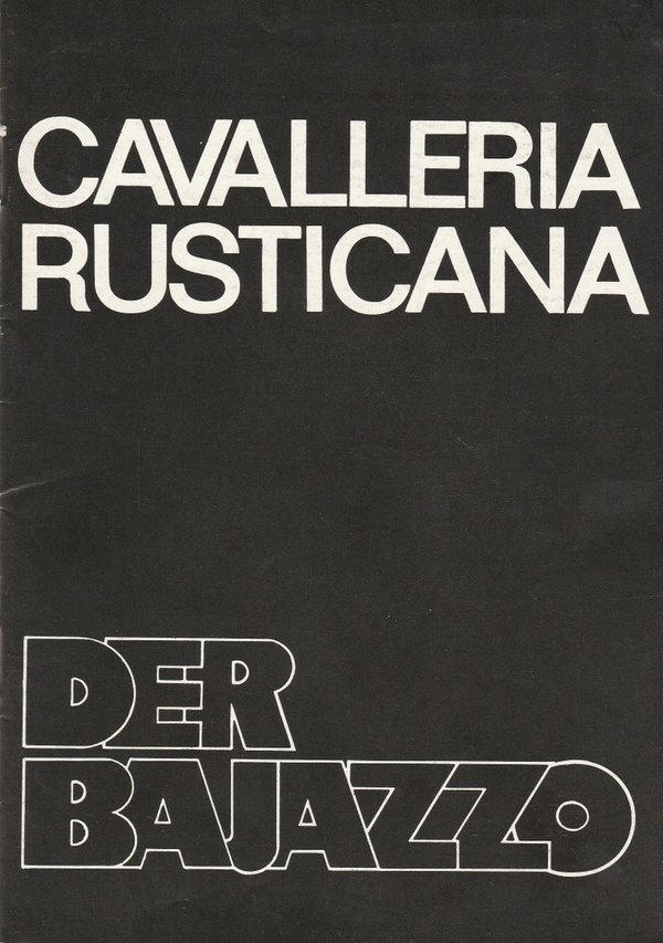 Programmheft Pietro Mascagni CAVALLERIA RUSTICANA Komische Oper 1987
