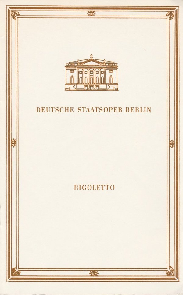 Programmheft Giuseppe Verdi RIGOLETTO Deutsche Staatsoper Berlin 1981