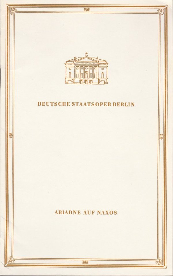 Programmheft Richard Strauss ARIADNE AUF NAXOS Deutsche Staatsoper Berlin 1990