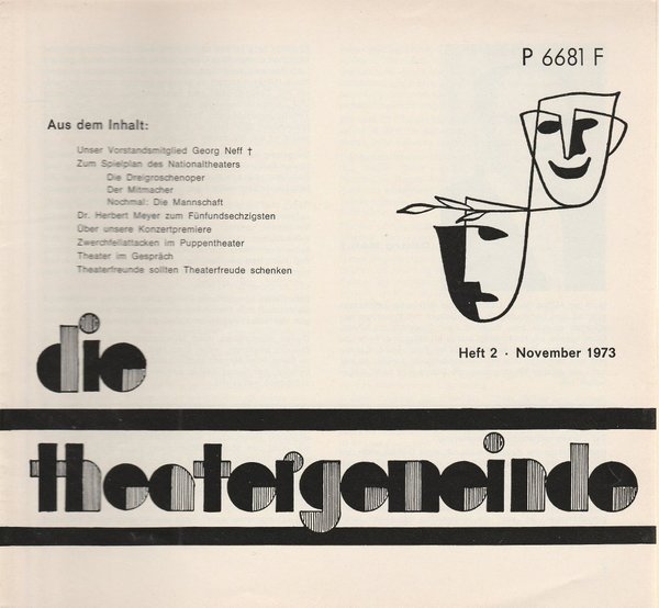 Blätter der Theatergemeinde für das Nationaltheater Mannheim Heft 2 1973