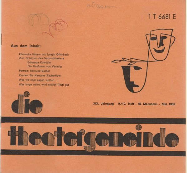 Blätter der Theatergemeinde für das Nationaltheater Mannheim Heft 9 / 10 1969