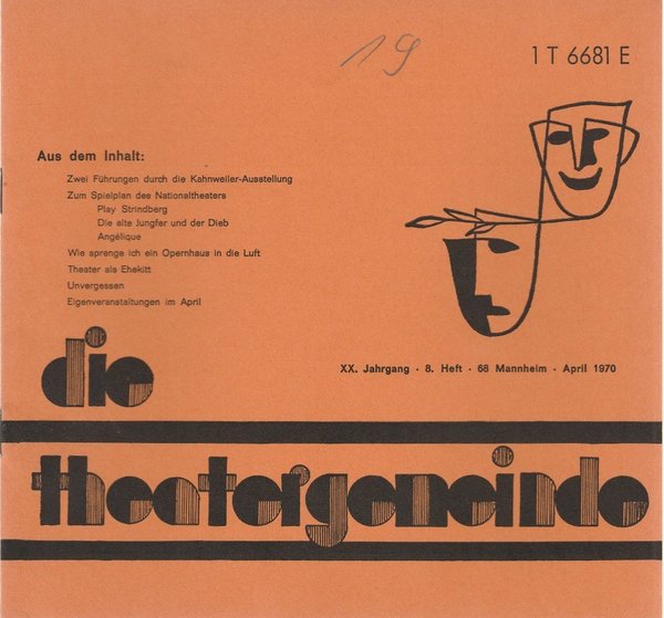 Blätter der Theatergemeinde für das Nationaltheater Mannheim Heft 8 April 1970