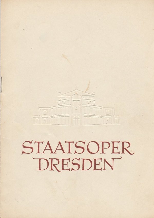 Programmheft Gluck ORPHEUS UND EURYDIKE Staatsoper Dresden 1957 141021