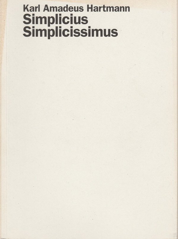Programmheft Karl Amadeus Hartmann SIMPLICIUS SIMPLICISSIMUS Stuttgart 2004