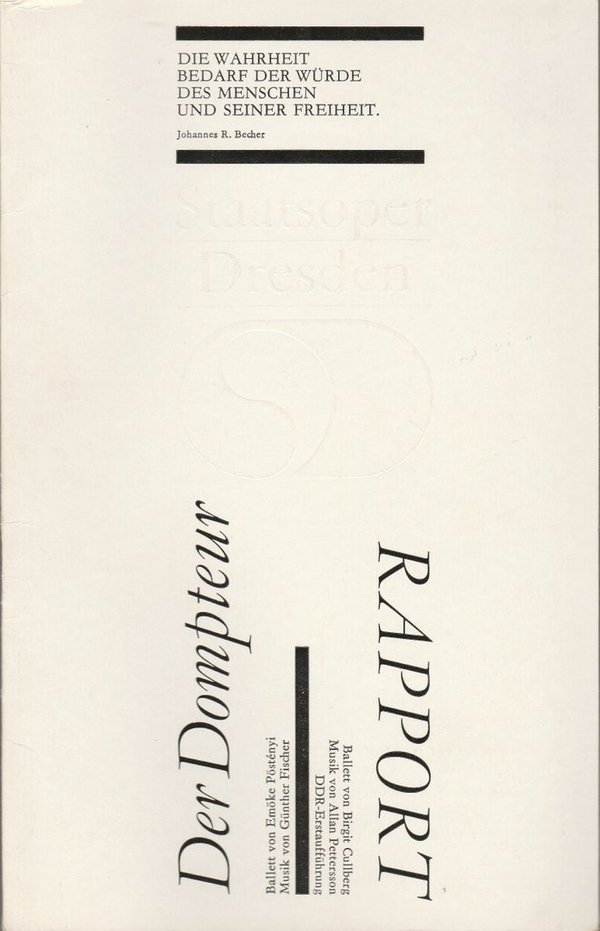 Günther Fischer DER DOMPTEUR / Allan Pettersson RAPPORT Semperoper 1988