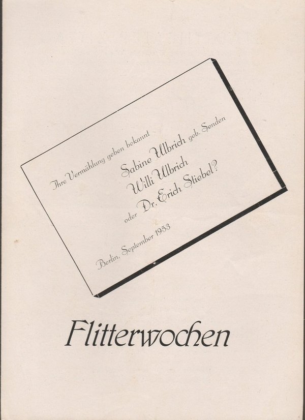 Programmheft Paul Helwig FLITTERWOCHEN Stadttheater Zittau 1953