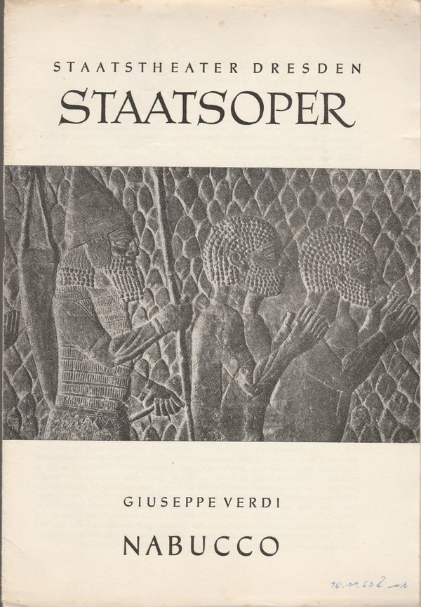 Programmheft Giuseppe Verdi NABUCCO Staatsoper Dresden 1963