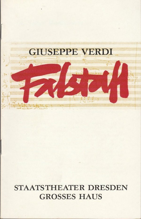 Programmheft Giuseppe Verdi FALSTAFF Staatsoper Dresden 1975