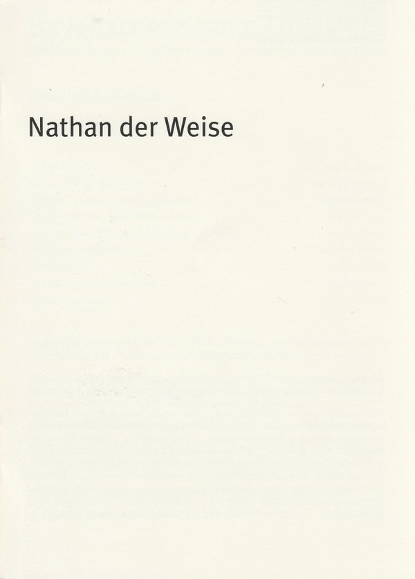 Programmheft Lessing NATHAN DER WEISE Residenz-Theater 2003