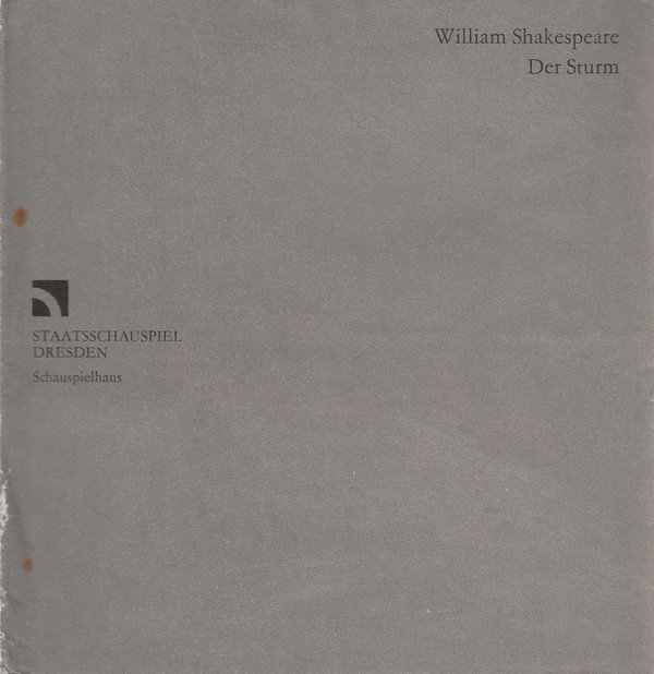 Programmheft William Shakespeare DER STURM Staatsschauspiel Dresden 1985