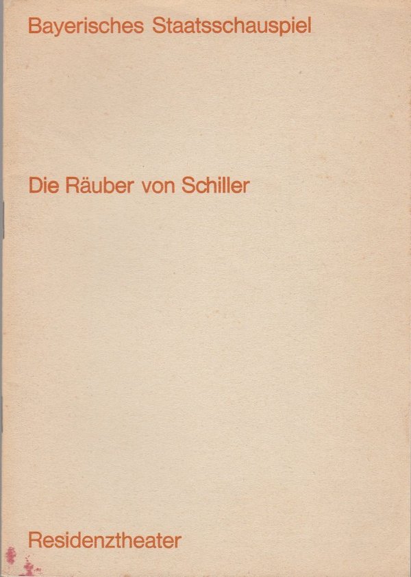 Programmheft Friedrich Schiller DIE RÄUBER Residenztheater 1968