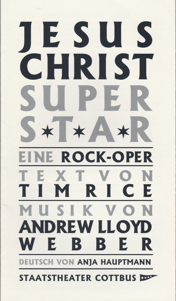 Programmheft Andrew Lloyd Webber JESUS CHRIST SUPERSTAR Cottbus 2004