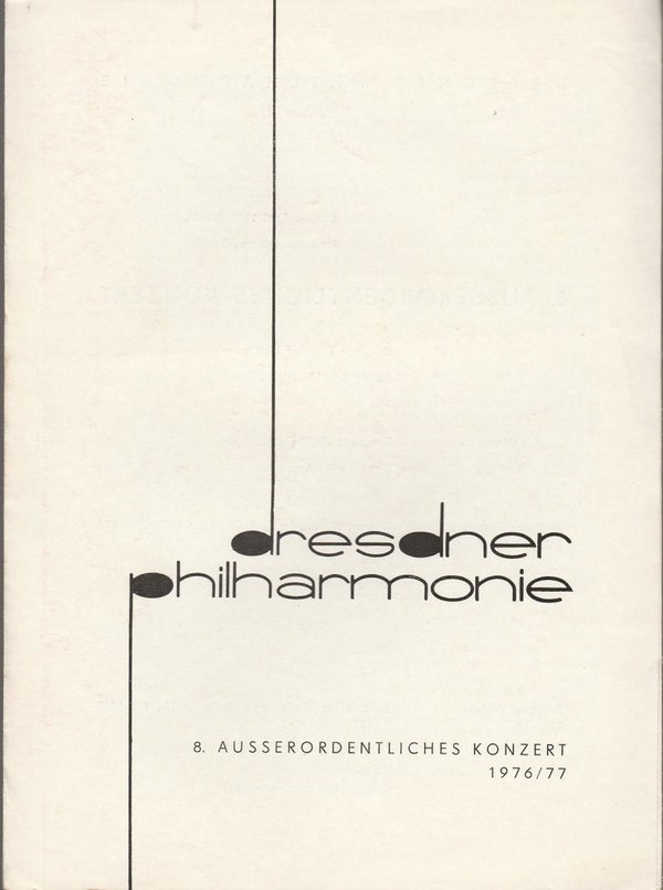 Programmheft DRESDNER PHILHARMONIE  8. AUSSERORDENTLICHES KONZERT 1977