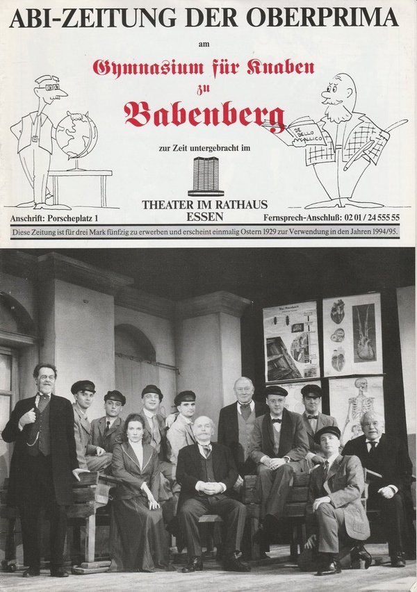 Programmheft Heinrich Spoerl DIE FEUERZANGENBOWLE Theater im Rathaus Essen 1994