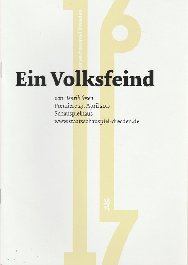 Programmheft Henrik Ibsen EIN VOLKSFEIND Schauspielhaus Dresden 2017
