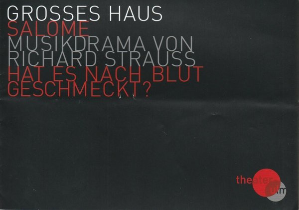Programmheft Richard Strauss SALOME Theater Ulm 2010