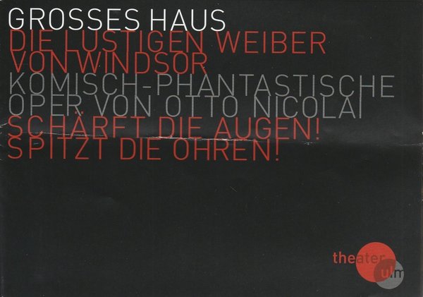 Programmheft Otto Nicolai DIE LUSTIGEN WEIBER VON WINDSOR Theater Ulm 2010