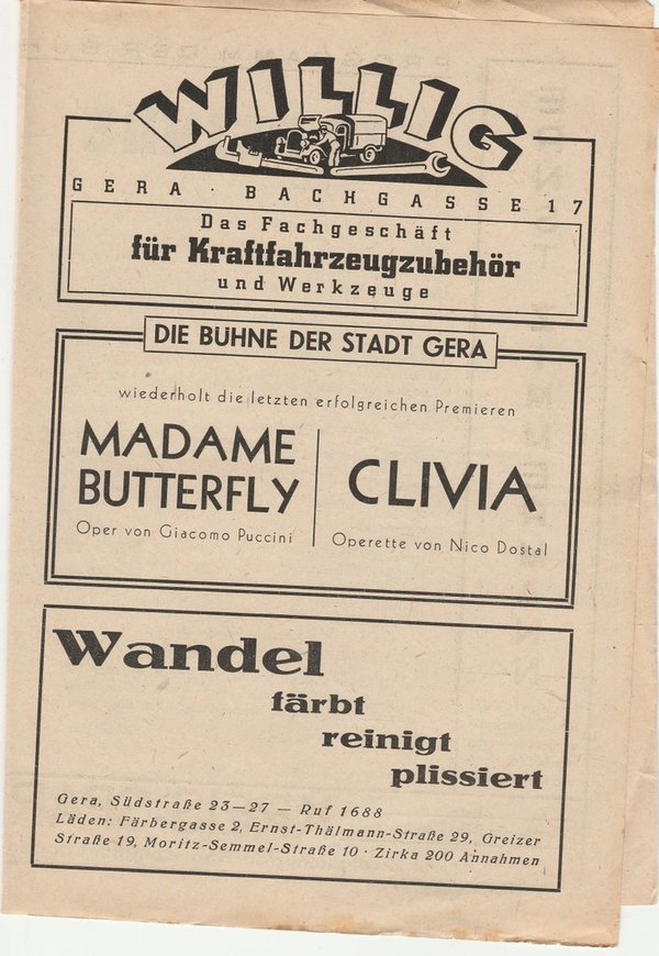 Programmheft Maxim Gorki DIE FEINDE Bühne der Stadt Gera ca. 1946