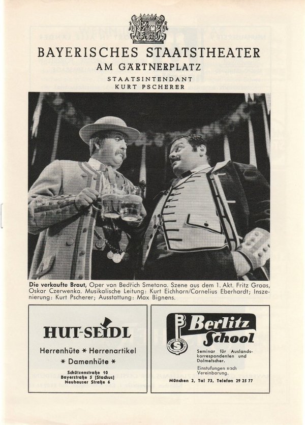 Programmheft Adolphe Adam WENN ICH KÖNIG WÄR Bayerisches Staatstheater 1965