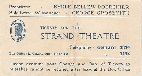 TICKETS FOR THE STRAND THEATRE 1928 ( Ticket Envelope )