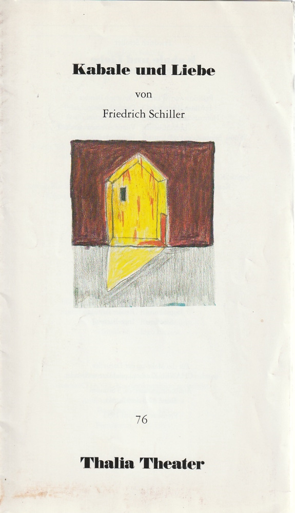 Programmheft Friedrich Schiller KABALE UND LIEBE Thalia Theater 1993