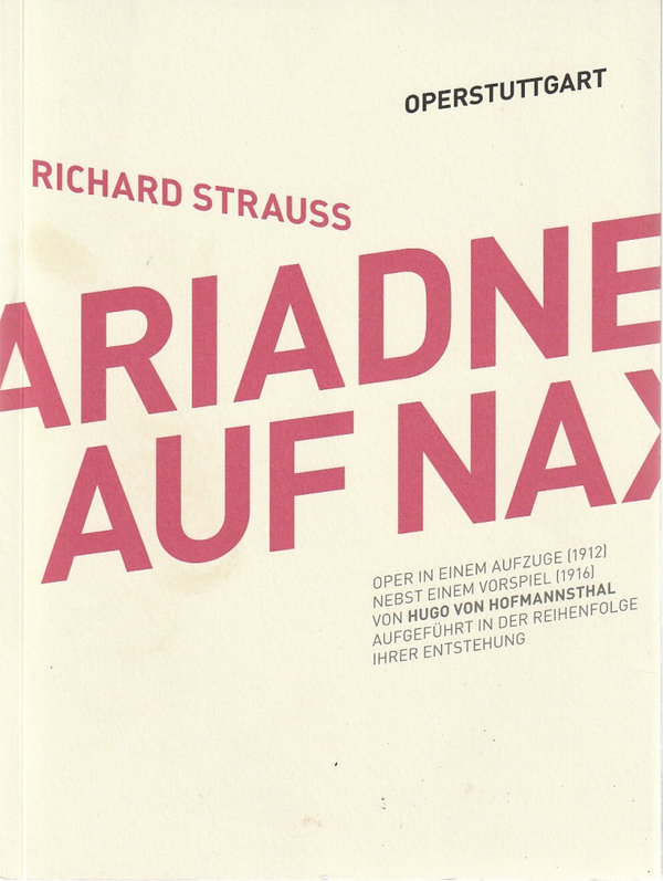 Programmheft Richard Strauss ARIADNE AUF NAXOS Oper Stuttgart 2013