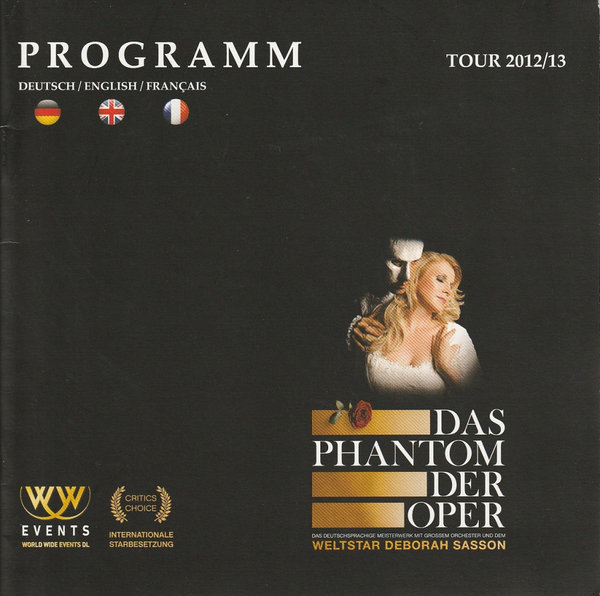 Programmheft  DAS PHANTOM DER OPER Programm Tour 2012 / 2013