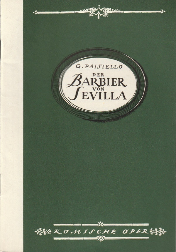 Programmheft Giovanni Paisiello DER BARBIER VON SEVILLA Komische Oper 1969