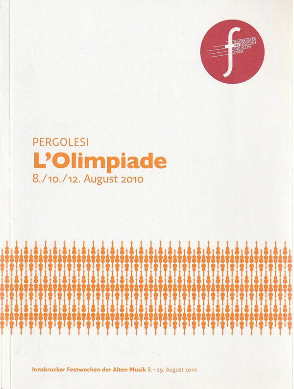 Programmheft Giovanni Battista PERGOLESI L'OLIMPIADE Tiroler Landestheater 2010
