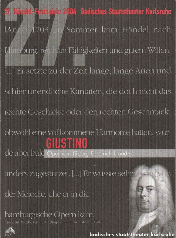 Programmheft Georg Friedrich Händel RINALDO Staatstheater Karlsruhe 1984
