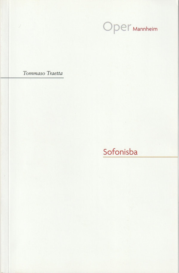 Programmheft Tommaso Traetta SOFONISBA Nationaltheater Mannheim 2006
